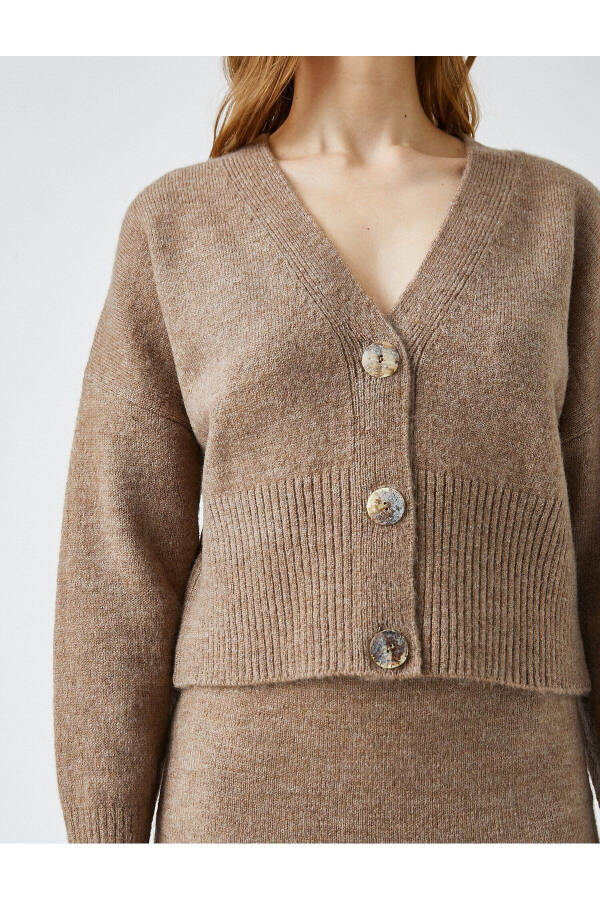 Women's Brown Crop Cardigan 3WAK90095HT - 5