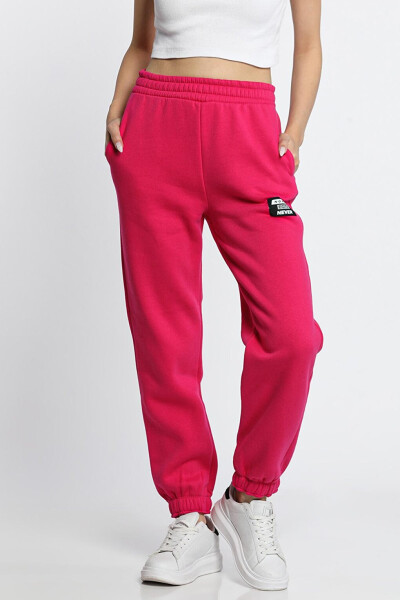 Women's Brushed 3-Thread Printed Jogger Sweatpants with Elastic Cuffs - 1