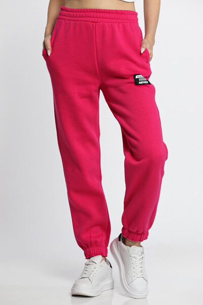 Women's Brushed 3-Thread Printed Jogger Sweatpants with Elastic Cuffs - 2