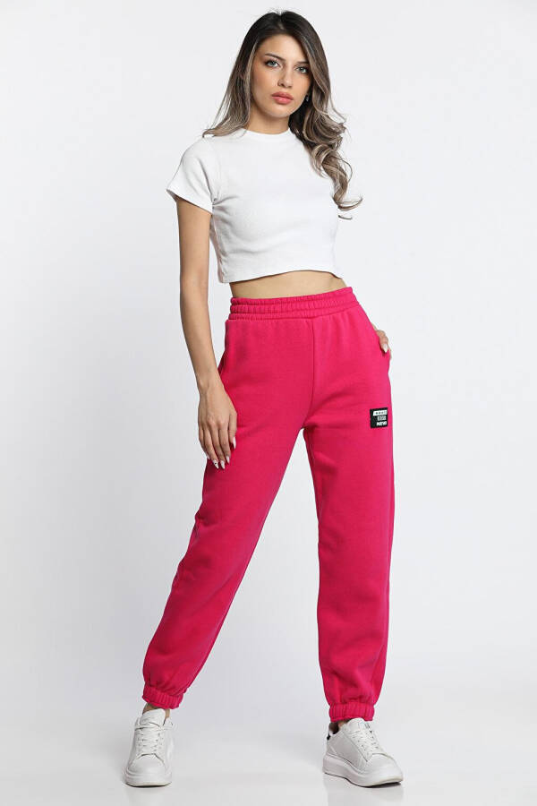 Women's Brushed 3-Thread Printed Jogger Sweatpants with Elastic Cuffs - 4