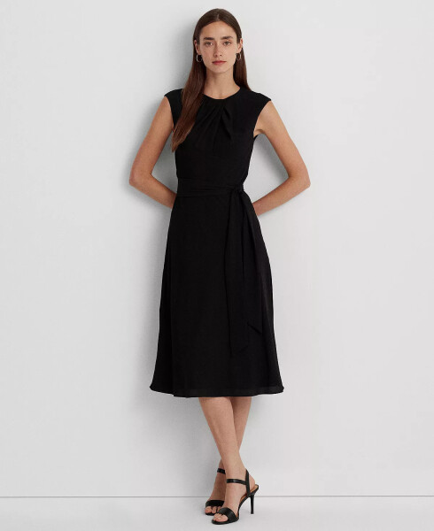 Women's Bubble Crepe Cap-Sleeve Dress Black - 1