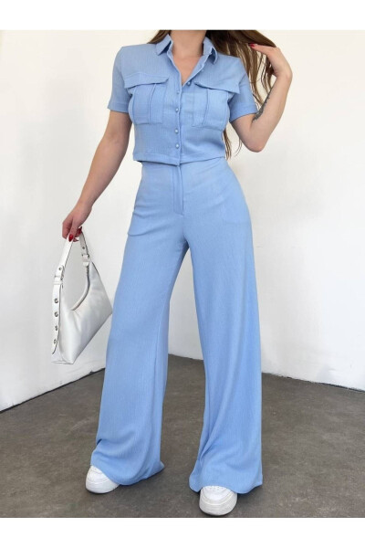 Women's Button Detailed Flap Pants Suit - 3