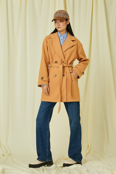 Women's Camel Hair Coat 3WAK00247EW - 2