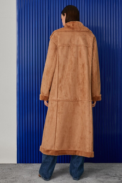 Women's Camel Hair Coat 3WAK00348EW - 5