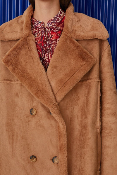 Women's Camel Hair Coat 3WAK00348EW - 6