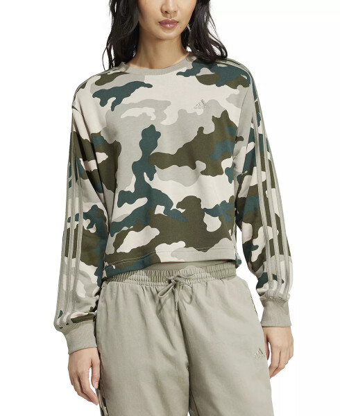 Women's Camo Crewneck Sweatshirt Silver Pebble - 1