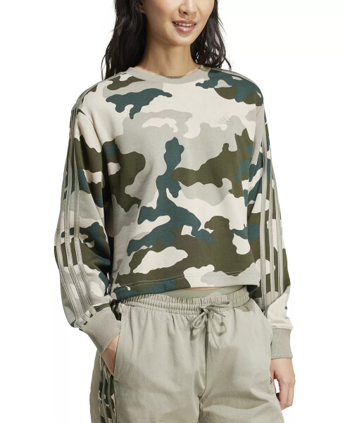 Women's Camo Crewneck Sweatshirt Silver Pebble - 3