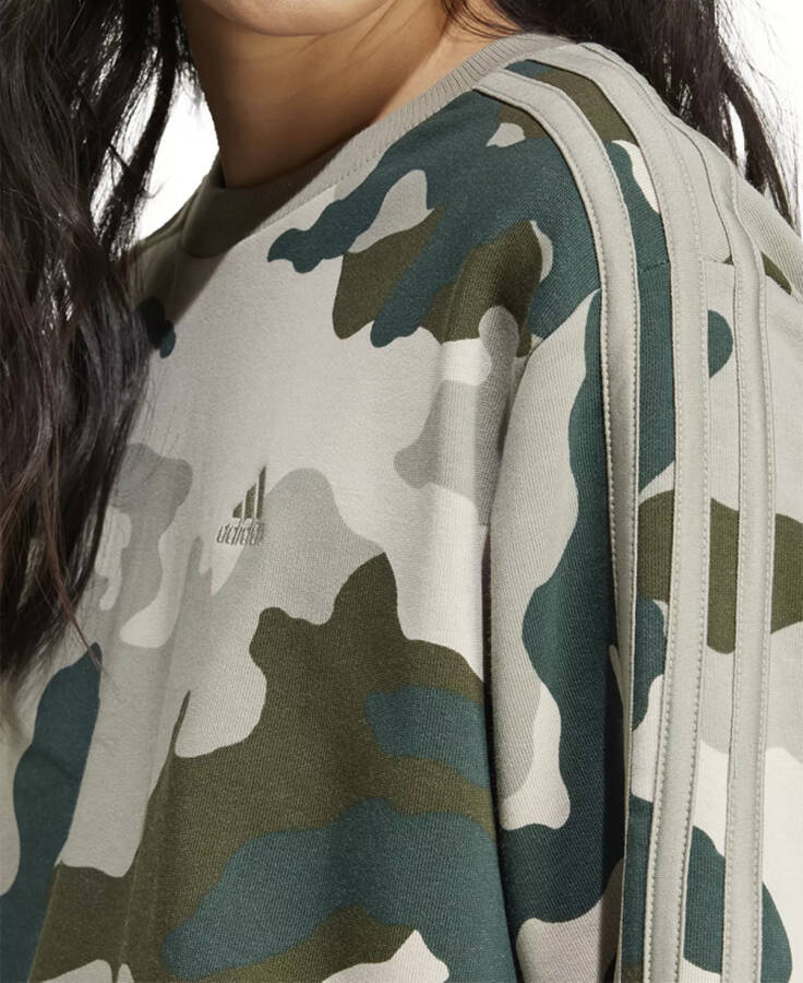 Women's Camo Crewneck Sweatshirt Silver Pebble - 4