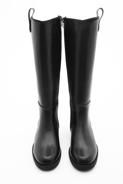 Women's casual boots, knee-high, zippered, black. - 5