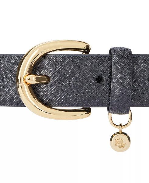 Women's Charm Crosshatch Leather Belt Black - 2