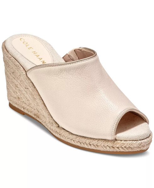 Women's Cloudfeel Southcrest Espadrille Mule Wedge Sandals Ivory Leather - 1