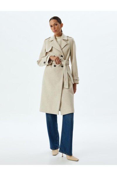 Women's Coat 5wak00012ew Ecru - 7