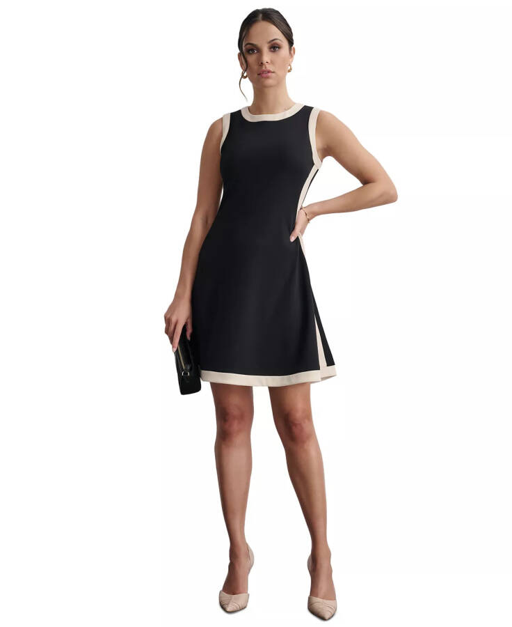 Women's Colorblocked Fit & Flare Mini Dress Black/Beige - 1