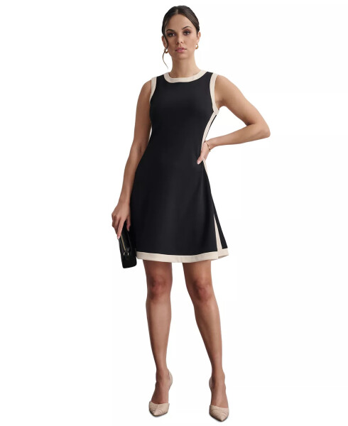 Women's Colorblocked Fit & Flare Mini Dress Black/Eggshell - 1