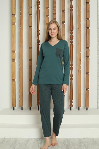 Women's Combed Cotton Long Sleeve Pajama Set 4146 - 2