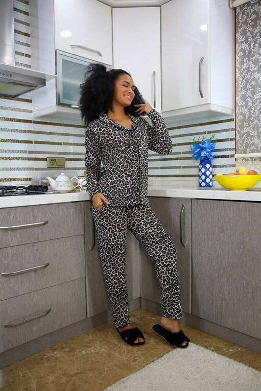 Women's Combed Long Sleeve Pajamas Set 2768 - 3