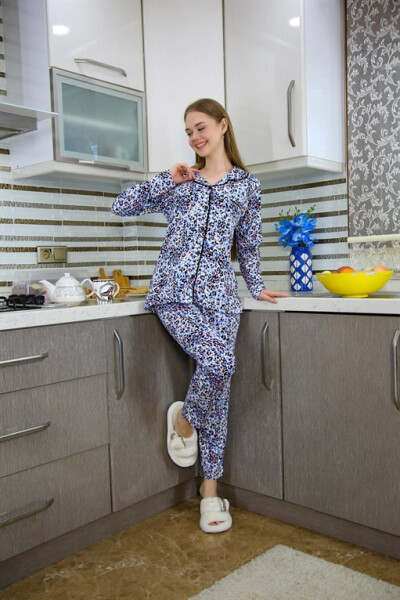 Women's Combed Long Sleeve Pajamas Set 2769 - 3