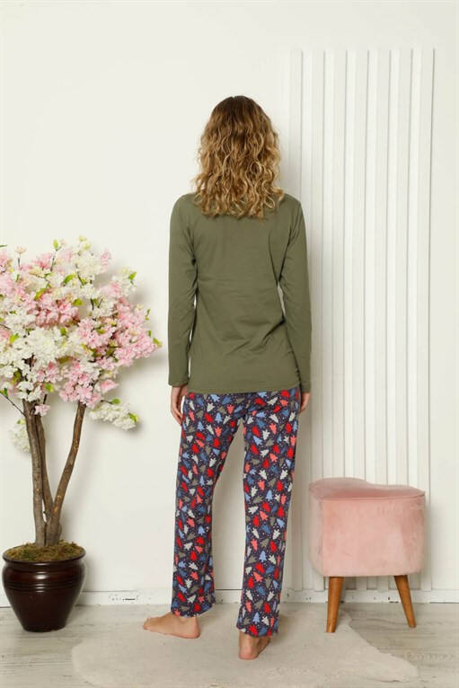 Women's Combed Long Sleeve Pajamas Set 4101 - 4