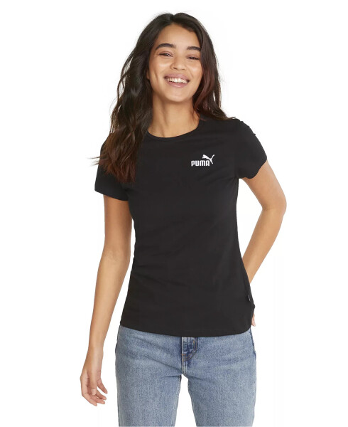 Women's Cotton Crewneck Embroidered-Logo T-Shirt Puma Black - 1