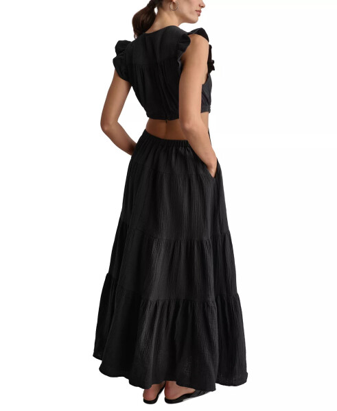 Women's Cotton Gauze Cutout Maxi Dress Black - 2