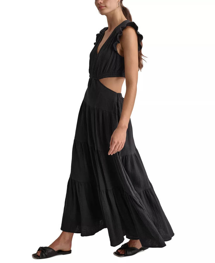 Women's Cotton Gauze Cutout Maxi Dress Black - 3