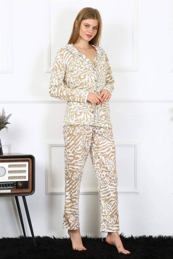 Women's Cotton Long Sleeve Button-Front Pajama Set 2780 - 2