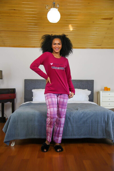 Women's Cotton Long Sleeve Pajama Set 4113 - 1