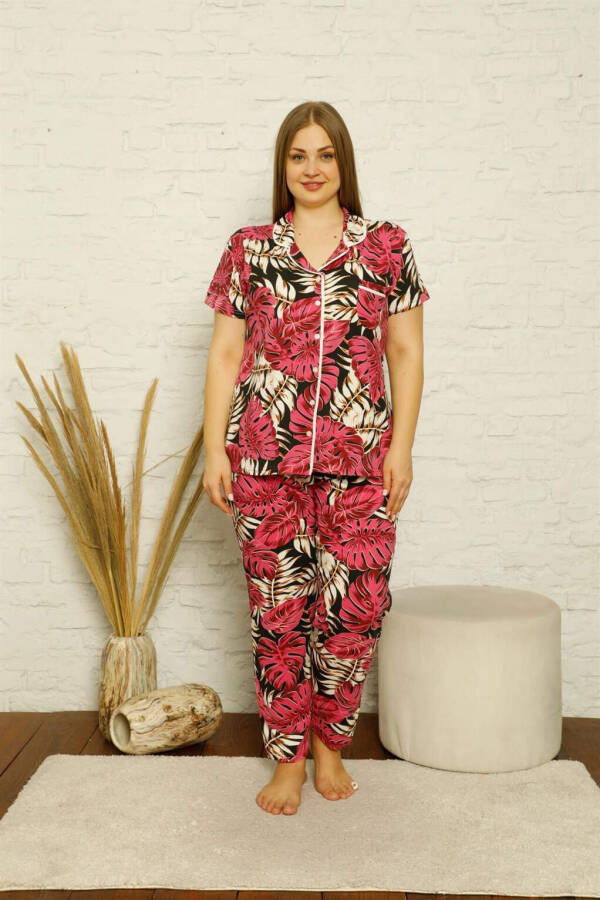 Women's Cotton Pocket Short Sleeve Plus Size Pajama Set 202122 - 2