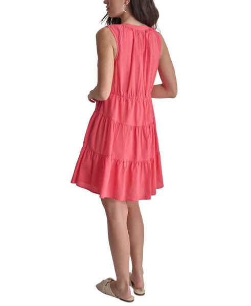 Women's Cotton Poplin Sleeveless Tiered Dress Beach Coral - 2