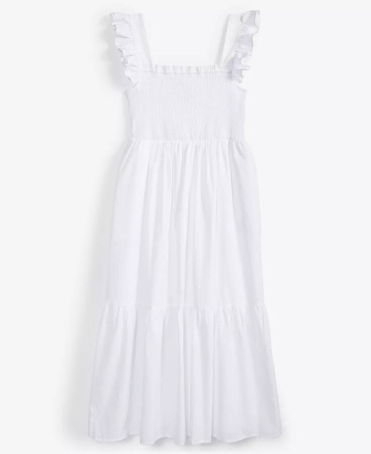 Women's Cotton Smocked Midi Dress, Created for Macy's Bright White - 5