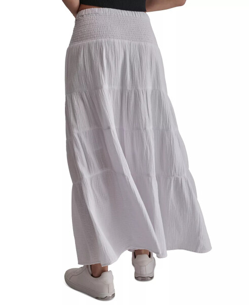 Women's Cotton Smocked-Waist Tiered Maxi Skirt White - 2