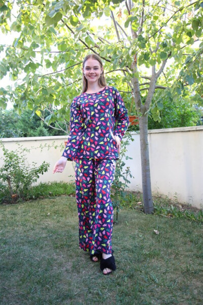 Women's Cotton Wide Leg Pajamas Set 4123 - 4