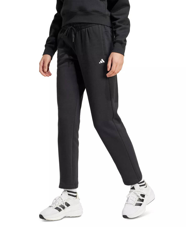 Women's Cozy Small Logo Fleece Sweatpants Black - 1