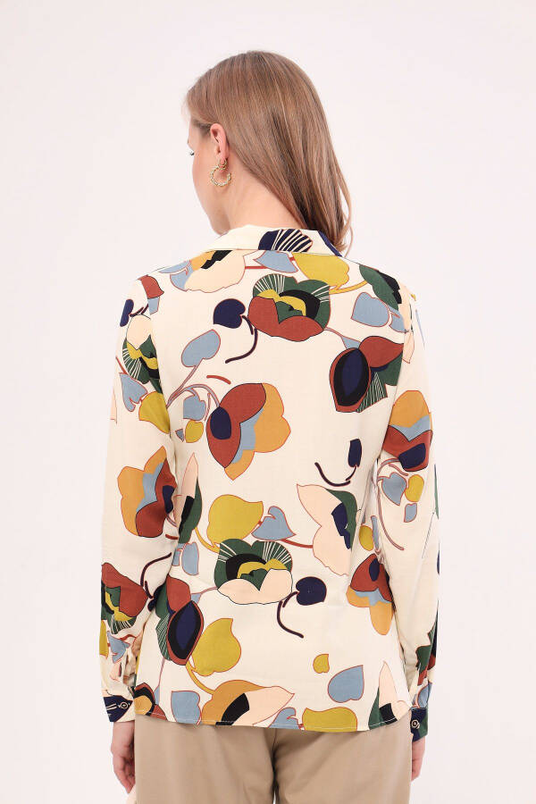 Women's Cream Patterned Long Sleeve Shirt ARM-22K001123 - 5