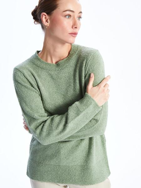 Women's Crew Neck Long Sleeve Knit Sweater - 8