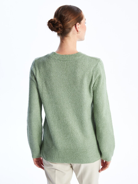 Women's Crew Neck Long Sleeve Knit Sweater - 19