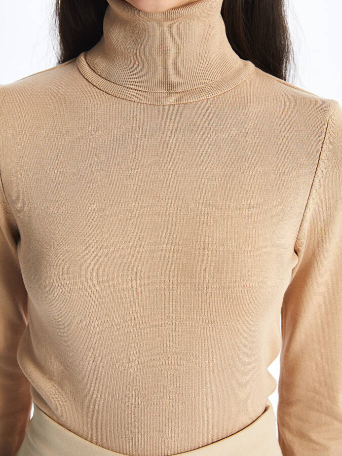 Women's Crew Neck Plain Long Sleeve Knit Sweater - 4