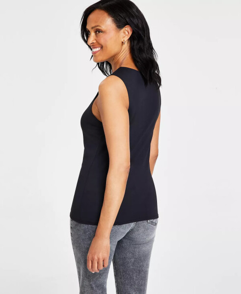 Women's Crewneck Layering Tank Top, Created for Modazone Deep Black - 2