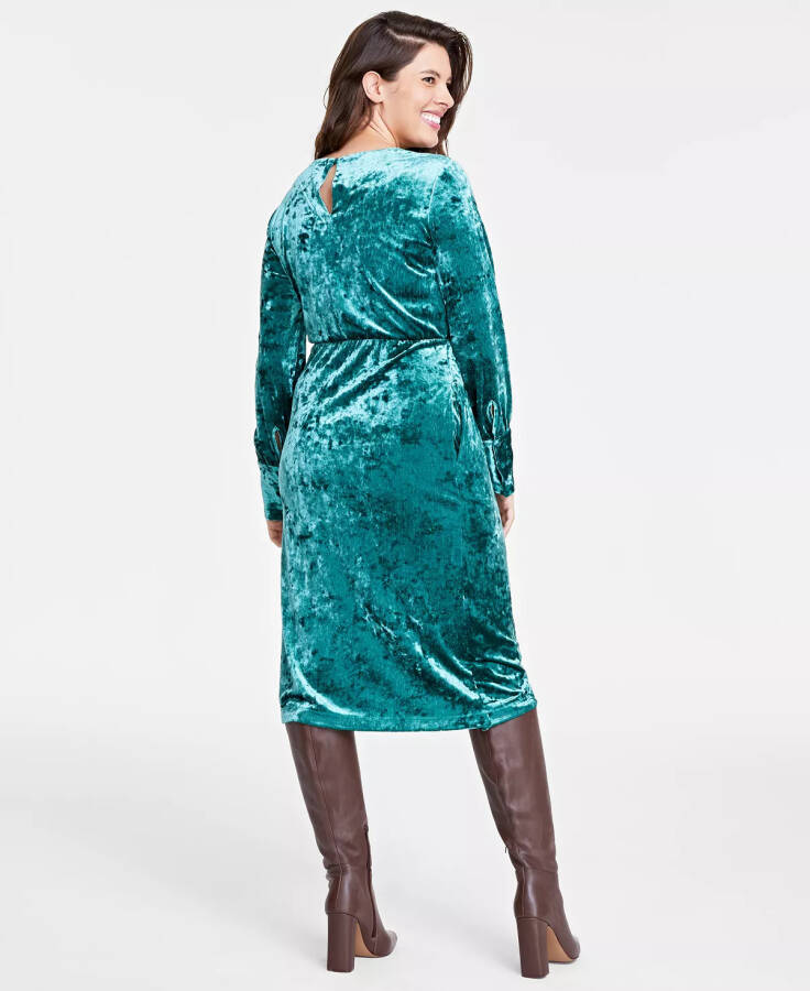 Women's Crushed Velvet Midi Dress, Created for Modazone Dark Forest - 4