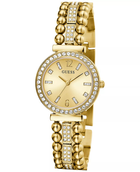 Women's Crystal Beaded Gold-Tone Stainless Steel Bracelet Watch 30mm Gold-tone - 3