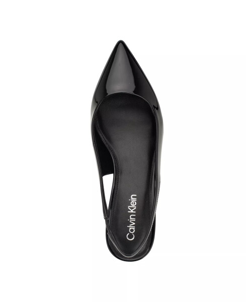 Women's Dainty Pointy Toe Low Heel Slingback Pumps Black Patent - 4