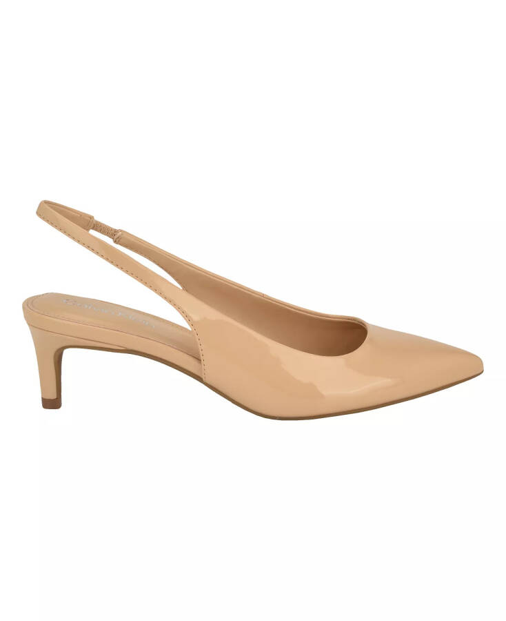 Women's Dainty Pointy Toe Low Heel Slingback Pumps Light Natural Patent - 2