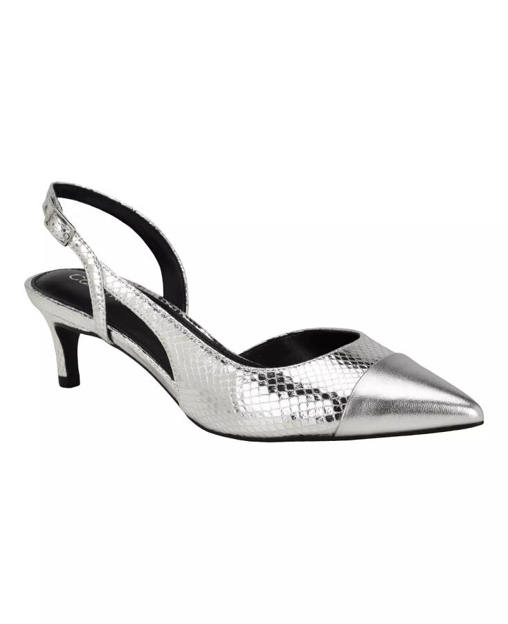 Women's Dasta Pointy Toe Slingback Dress Pumps Silver - 1