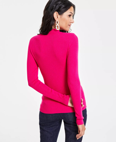 Women's Detail Ribbed Mock Neck Sweater, Created for Modazone Pink Tutu - 2