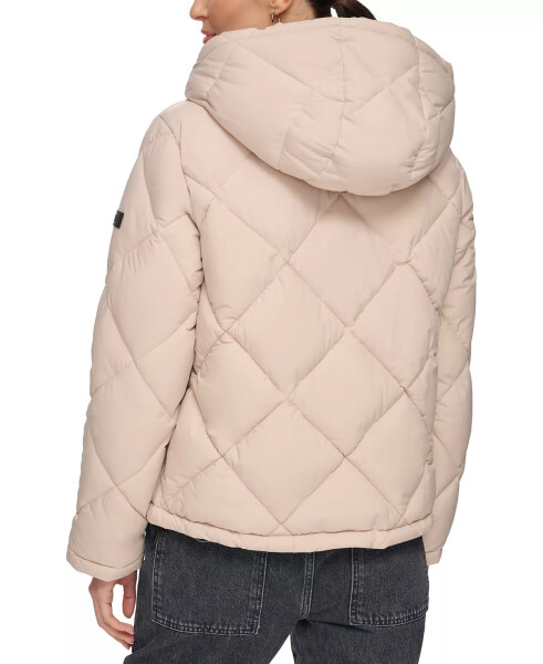 Women's Diamond Quilted Hooded Puffer Coat Pebble - 2