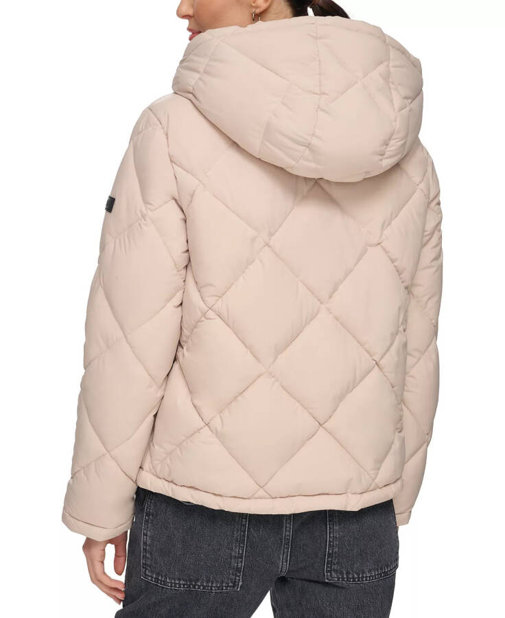 Women's Diamond Quilted Hooded Puffer Coat Pebble - 2