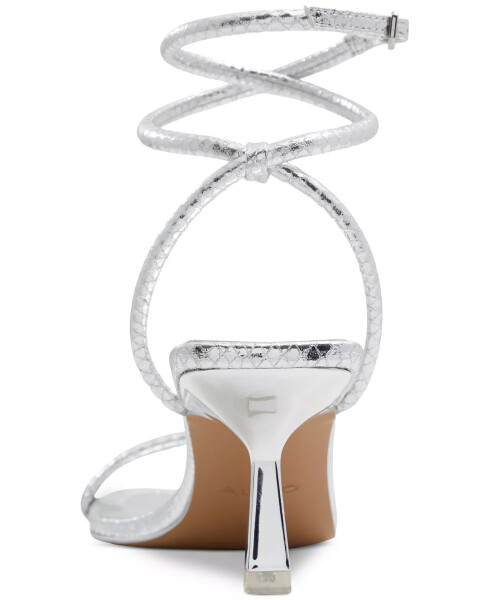 Women's Dime Strappy Ankle Wrap Dress Sandals Silver Snake Emblem - 3