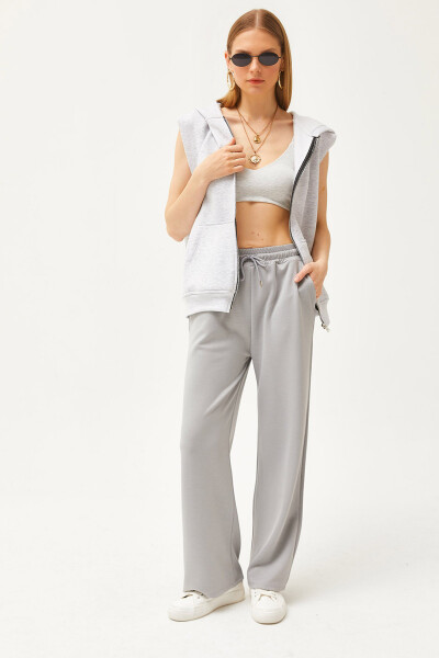 Women's Dolphin Gray Pocket Soft Modal Palazzo Sweatpants ESH-00000068 - 1