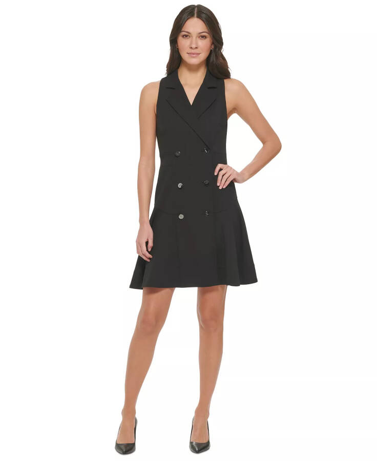 Women's Double-Breasted Blazer Dress Black - 1