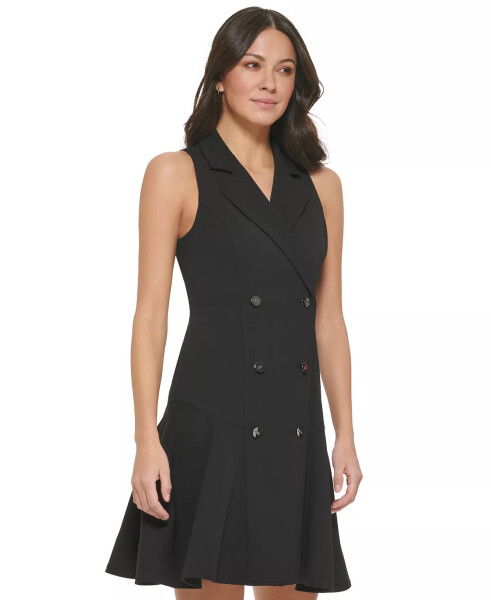 Women's Double-Breasted Blazer Dress Black - 2